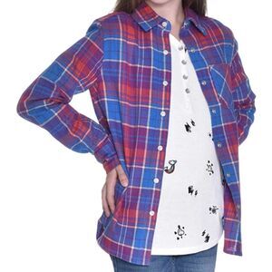 Tractr girls plaid flannel long sleeve snap button top, large 14/16